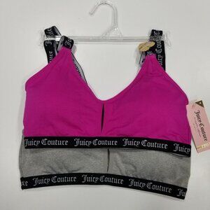 Juicy Couture Black & Pink Keyhole Sports Bra Set Size Small